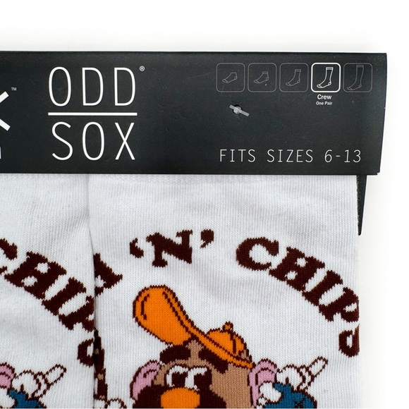 Odd Sox Mr. Potato Head Crew Socks Mens Womens Fish and Chips Fun Funny Gift - Picture 3 of 7